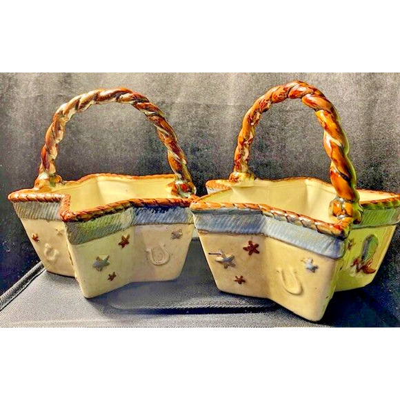 Canyon Ranch Other - Canyon Ranch Collection Lone Star Hand Painted Ceramic Baskets Set of 2